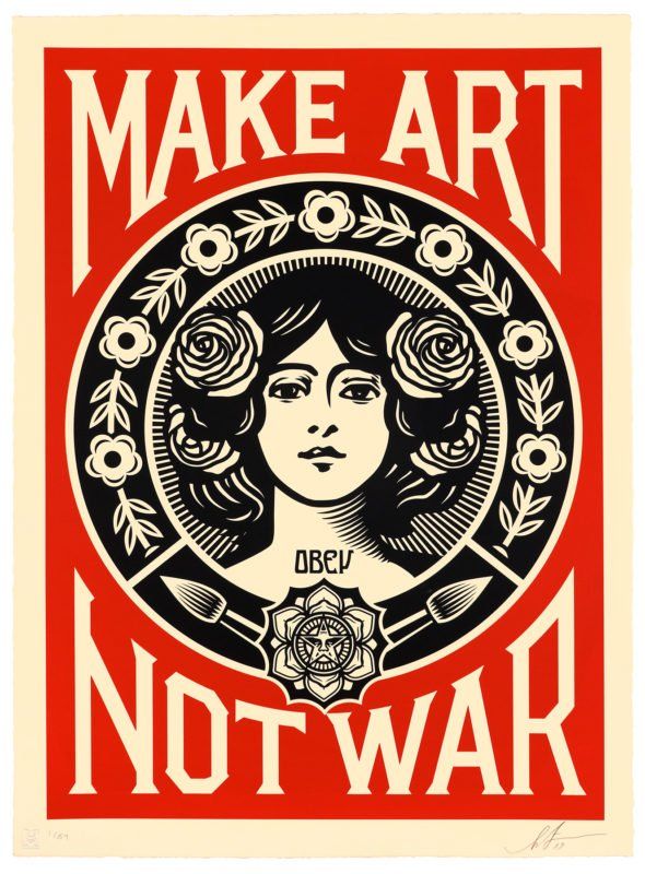 Grafiken & Lithographien: Obey Print Offset signée "Make Art Not War" – Gebraucht aus Confignon von  1