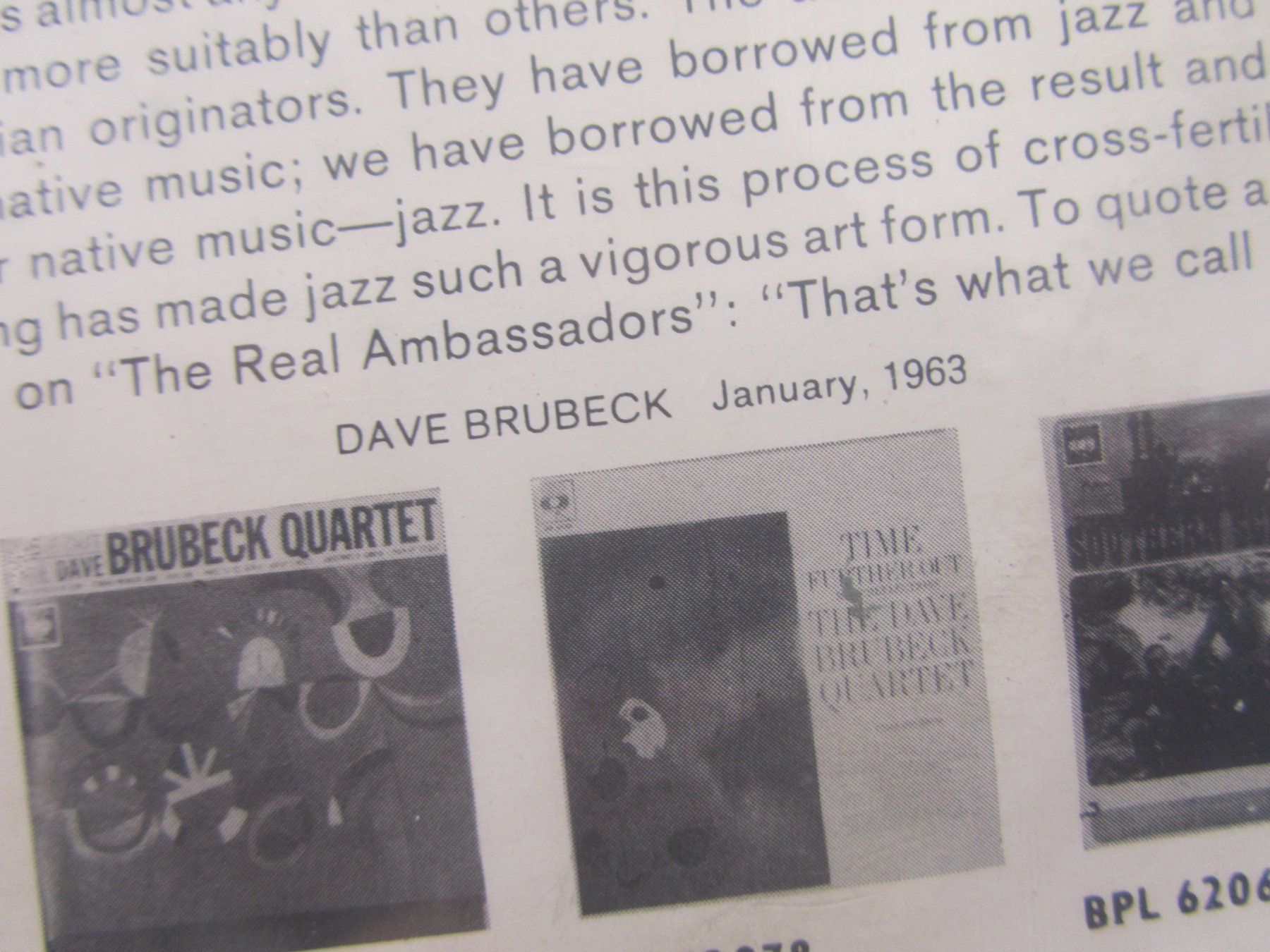 Dischi in vinile: Dave Brubeck Quartet - Bossa Nova U.S.A. - CBS Schallplatte – Usato da Seengen venduto da mikelele 5