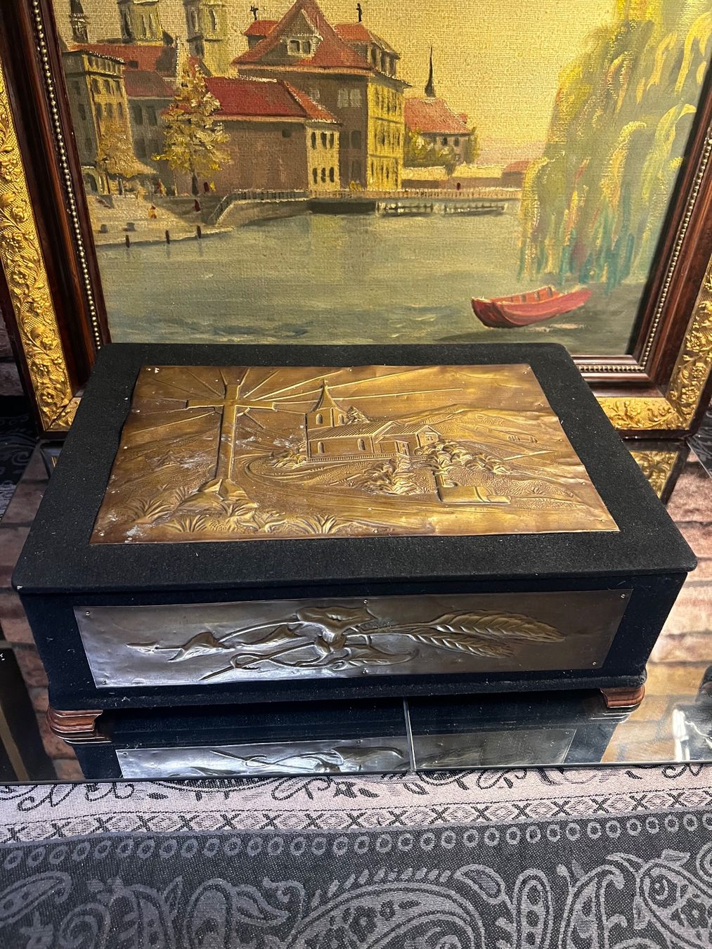 Portagioie: Antike Schmuckschatulle mit Messingrelief – Usato da Oberengstringen venduto da Djs 1