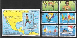 Jungferninseln Serie 473 - 478 + Block Olymp. Spiele 1984 **