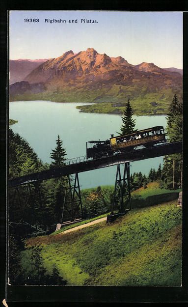 Cartes postales: Rigibahn, Bergbahn mit Blick zum Pilatus – D'occasion à Berlin par bartko-reher