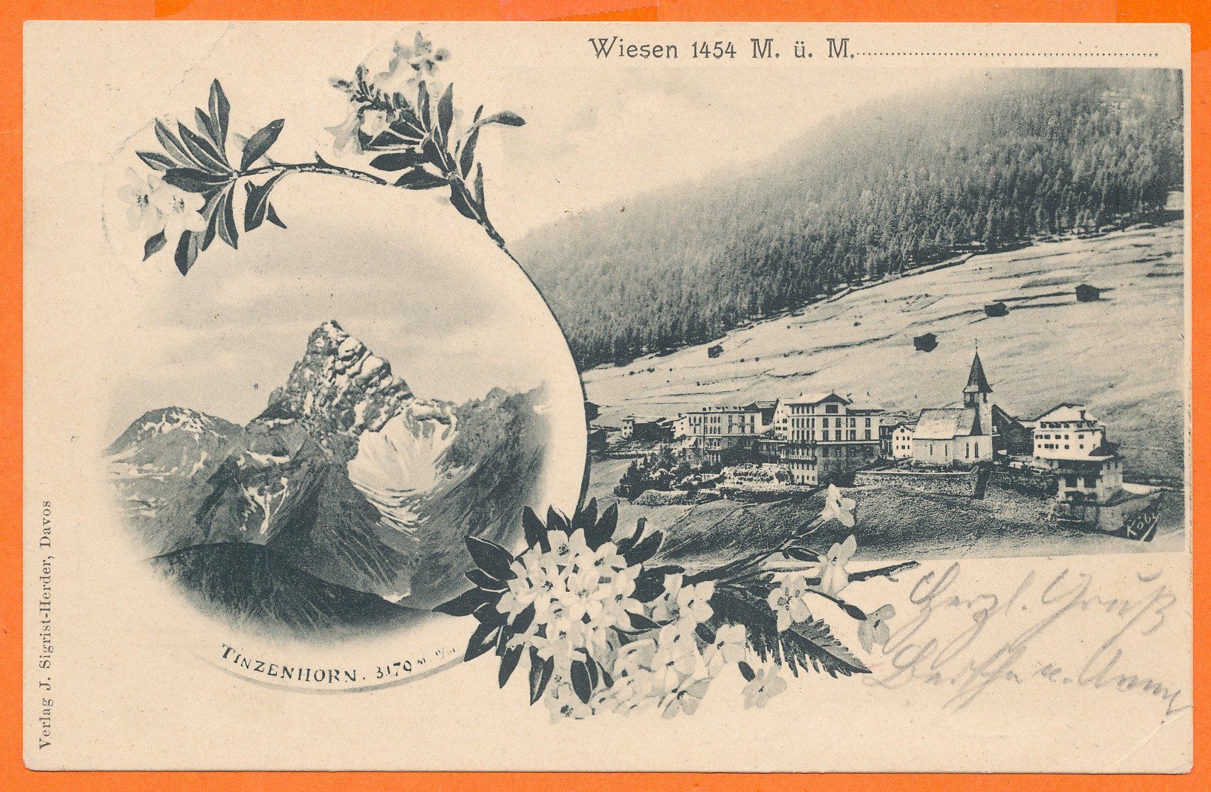 Ansichtskarten: WIESEN mit Tinzenhorn / GR - 2 - Bild 1902 – Gebraucht aus Liestal von flohmy