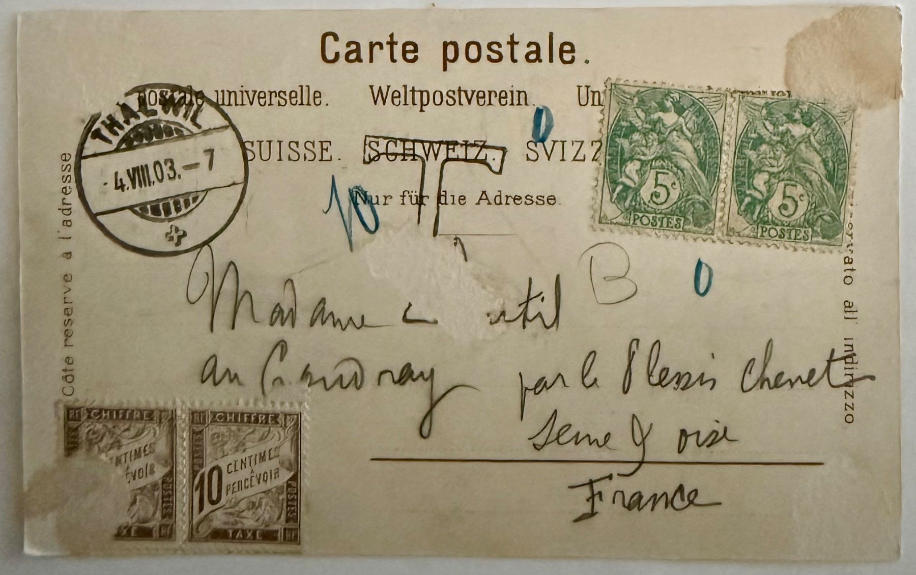 Cartoline postali: Thalwil - ZH 1903 – Usato da Lutry venduto da Ediego 1