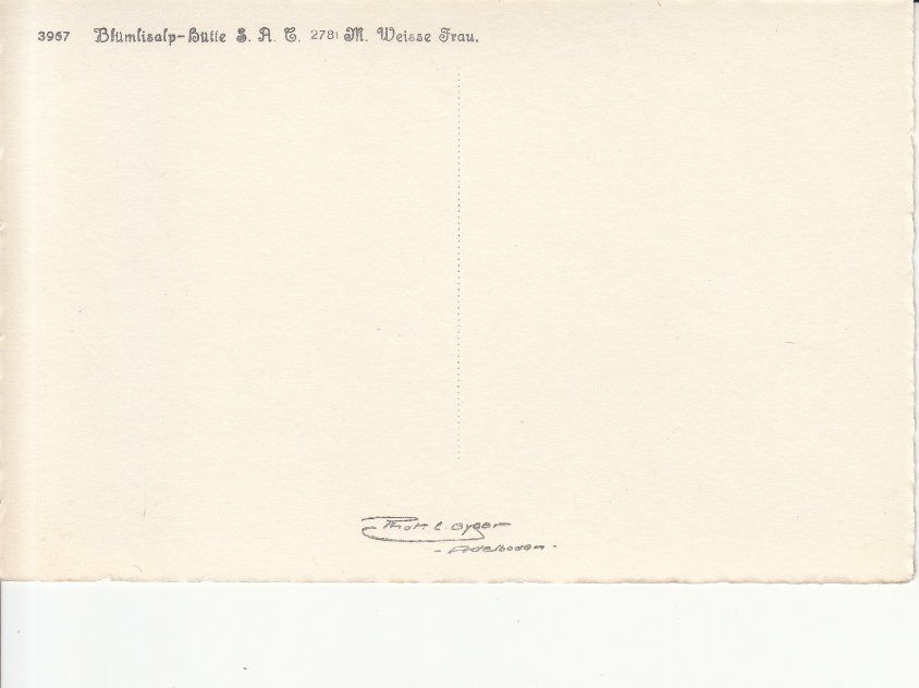 Cartoline postali: Blümlisalp-Hütte, ca. 1940 – Usato da Bürglen TG venduto da StampGraf 1