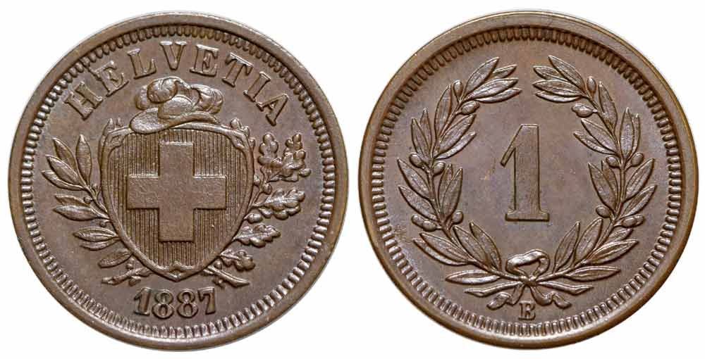 Tutti le monete: 1 Rappen 1887 – Usato da Chiasso venduto da Novamarketing