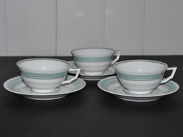 3 Tassen mit Untertassen, Langenthal Porzellan, Vintage