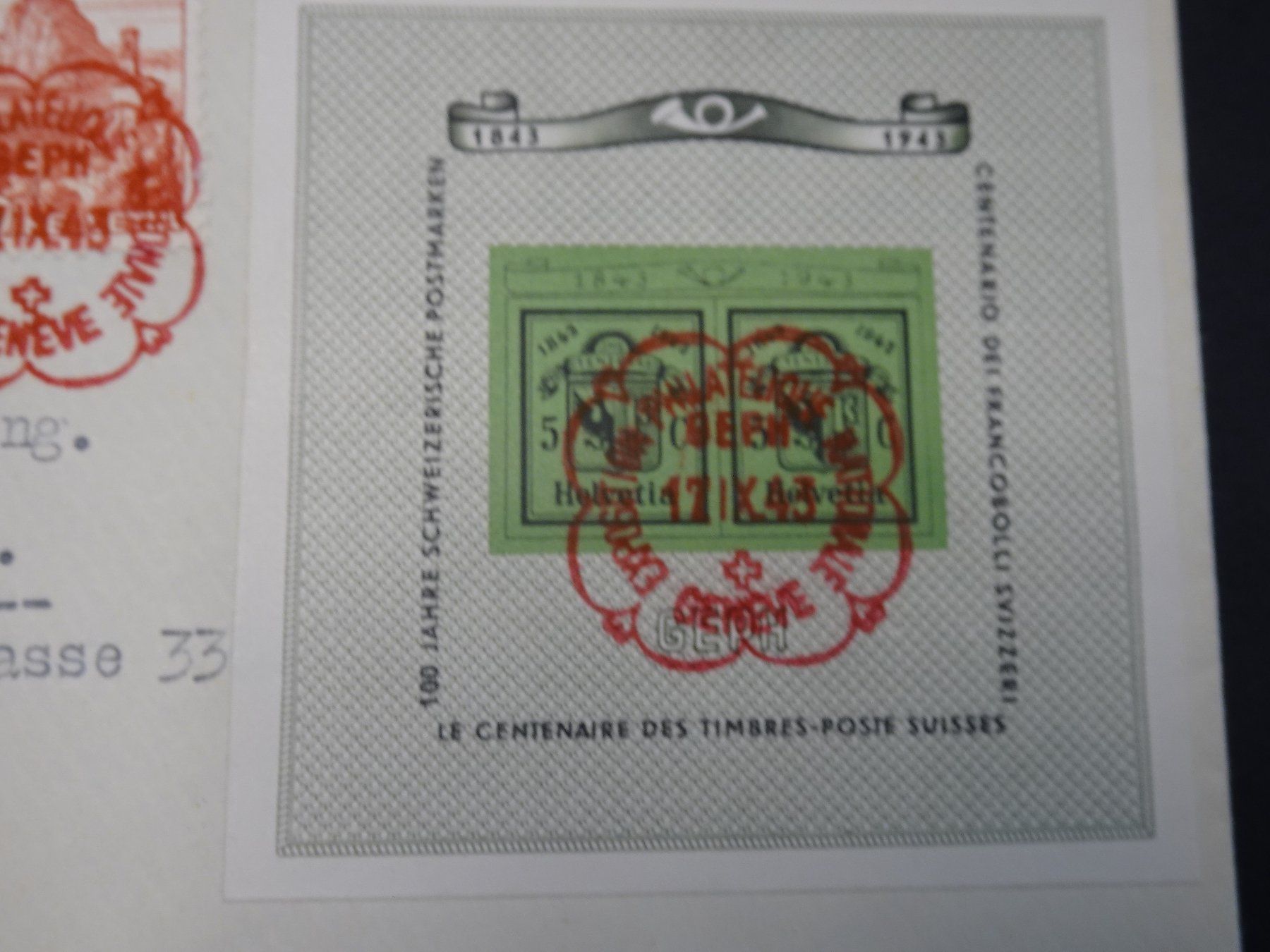 Tous les timbres: 17.IX.43. FDC GENFER BLOCK MIT SAN SALVATORE, EXTRASTEMPFEL – D'occasion à Eschenbach SG par eDaisy 1