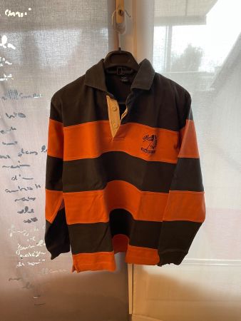 Polo GANT rayé orange et marron manches longues – Taille 170