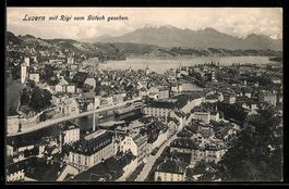 AK Luzern, Luzern mit Rigi vom Gütsch gesehen