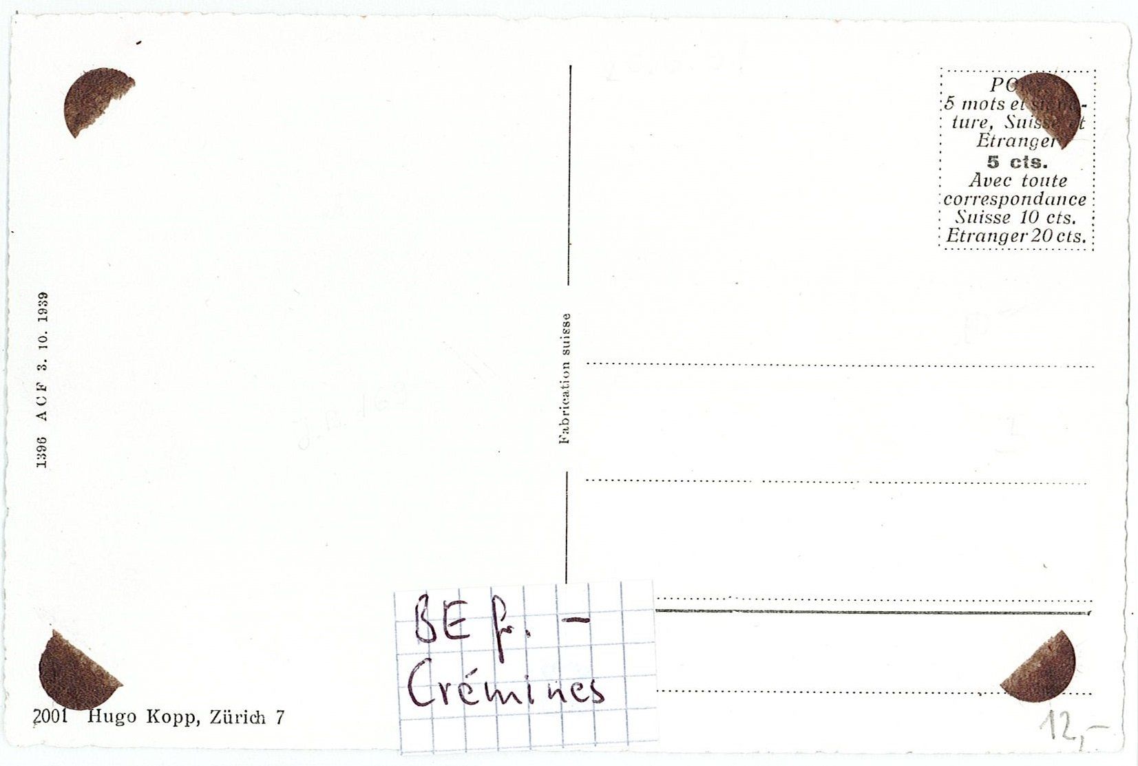 Cartoline postali: BE 264 CRÉMINES Jura bernois – Nuovo (secondo la descrizione) da Fribourg venduto da philafri 1