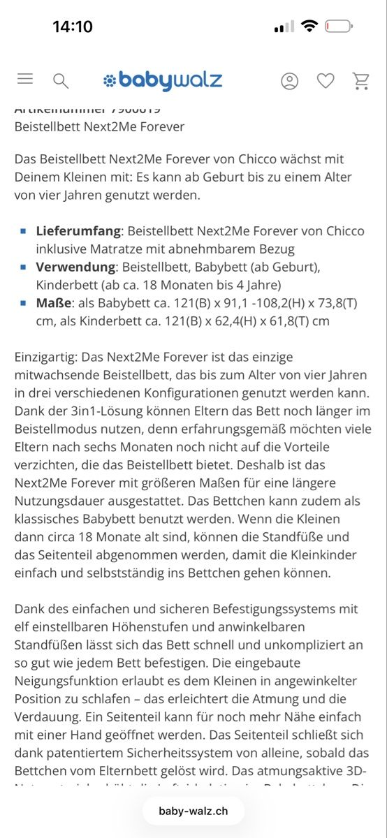 Letti: Next2Me Forever von Chicco – Nuovo (secondo la descrizione) da Langnau am Albis venduto da Vanessa91_LA 3
