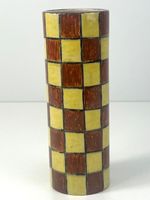 Keramik Vase mit braun-gelber Verzierung –Mid-Century Modern