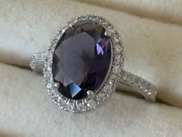 Luxus Elegante Solitär gr: 19:9 Ring Zirkonia Farbe: Silber