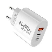 Schnell Ladegerät USB-A und 2x USB-C, 40 Watt, Weiss