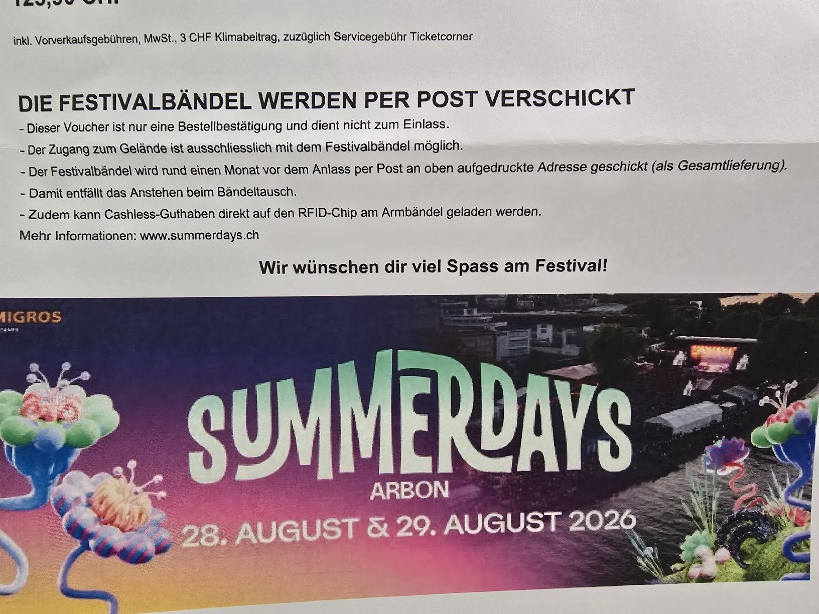 Billets: Summerdays Freitag 28.6.2026 – Neuf avec emballage d'origine à Altnau par Moewemoewe