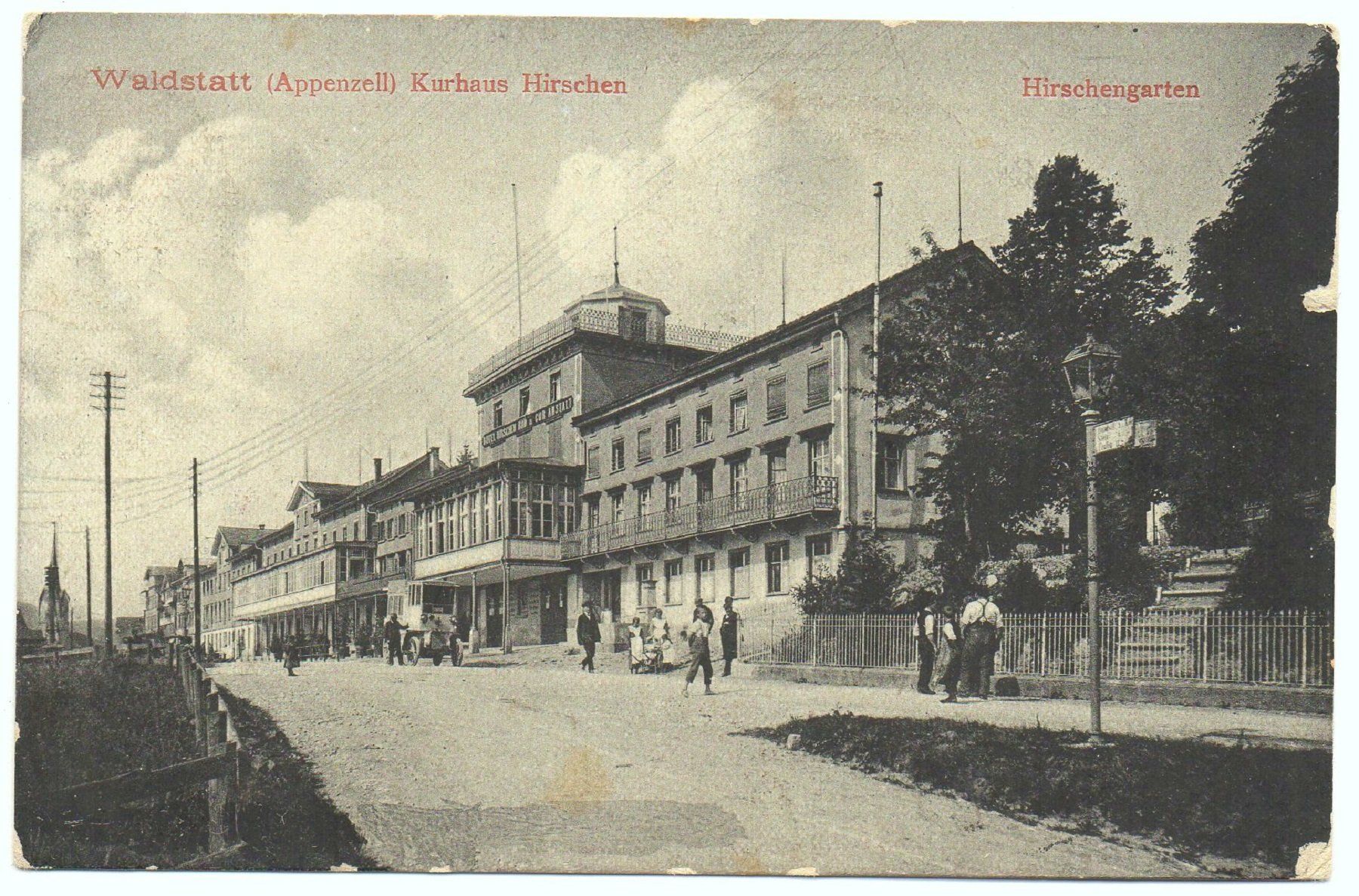 Cartoline postali: WALDSTATT Kurhaus Hirschen, Hirschengarten – Usato da Jona venduto da philajona
