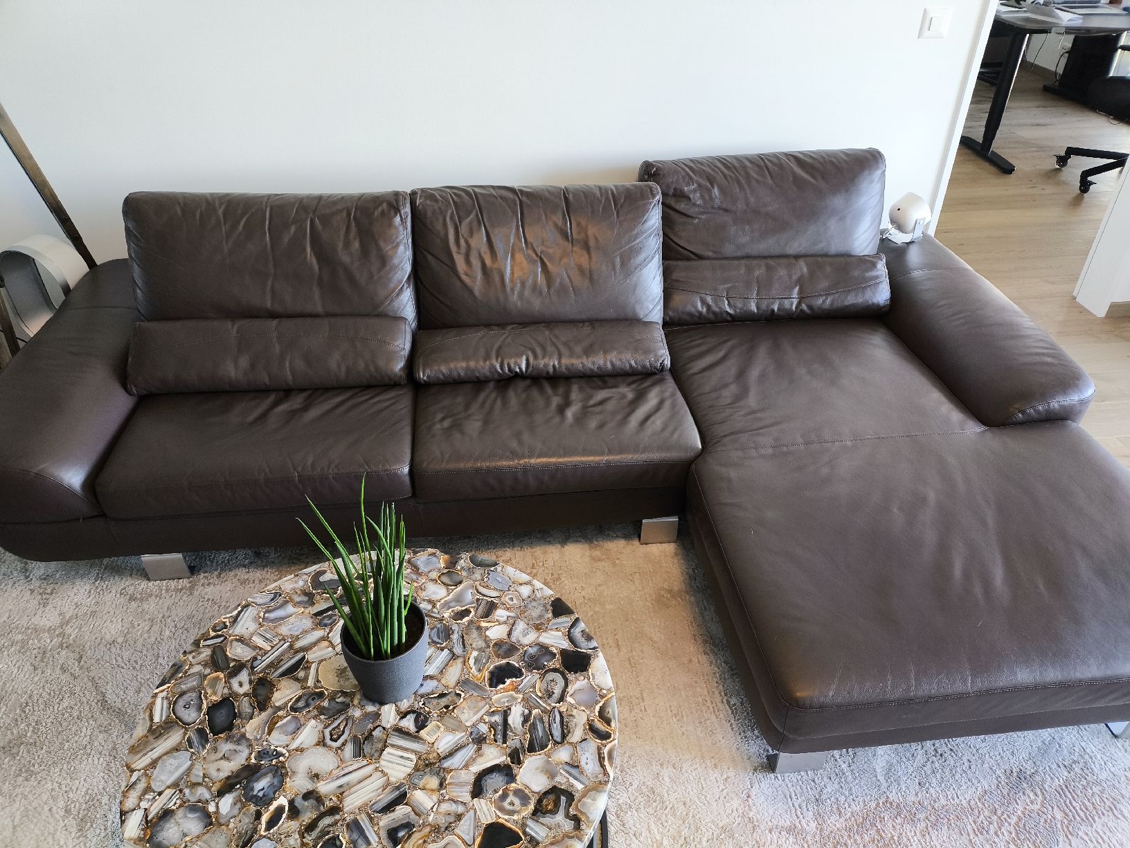 Sofas: Leder Eckcouch Sofa mit Hocker,Braun – D'occasion à Hirzel par Margarita_HandMade 7