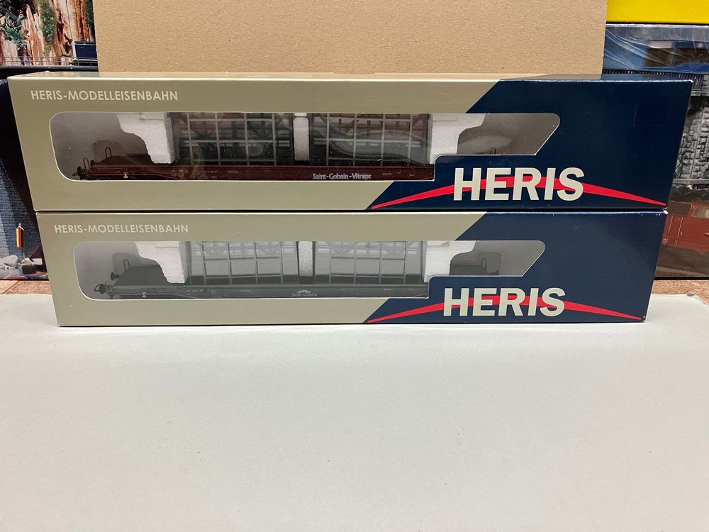 Porte-auto DEV 66 SNCF échelle HO – HERIS LS Models, Chargé + Lanterne De Fin De Convoi (occasion)