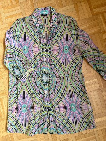 BASLER Bluse Tunika Bunt Hippie 42 Seide BW vtg