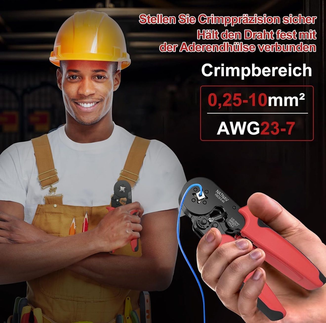 Alle Werkzeuge: Vierkant Crimpzange mit 1300 Aderendhülsen in Sortimentsbox – Neu und originalverpackt aus Fislisbach von IboTrade 5