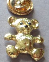 PIN, KLEINER GOLDIGER TEDDY BÄR MIT STEINCHEN, SCHMUCK-PIN