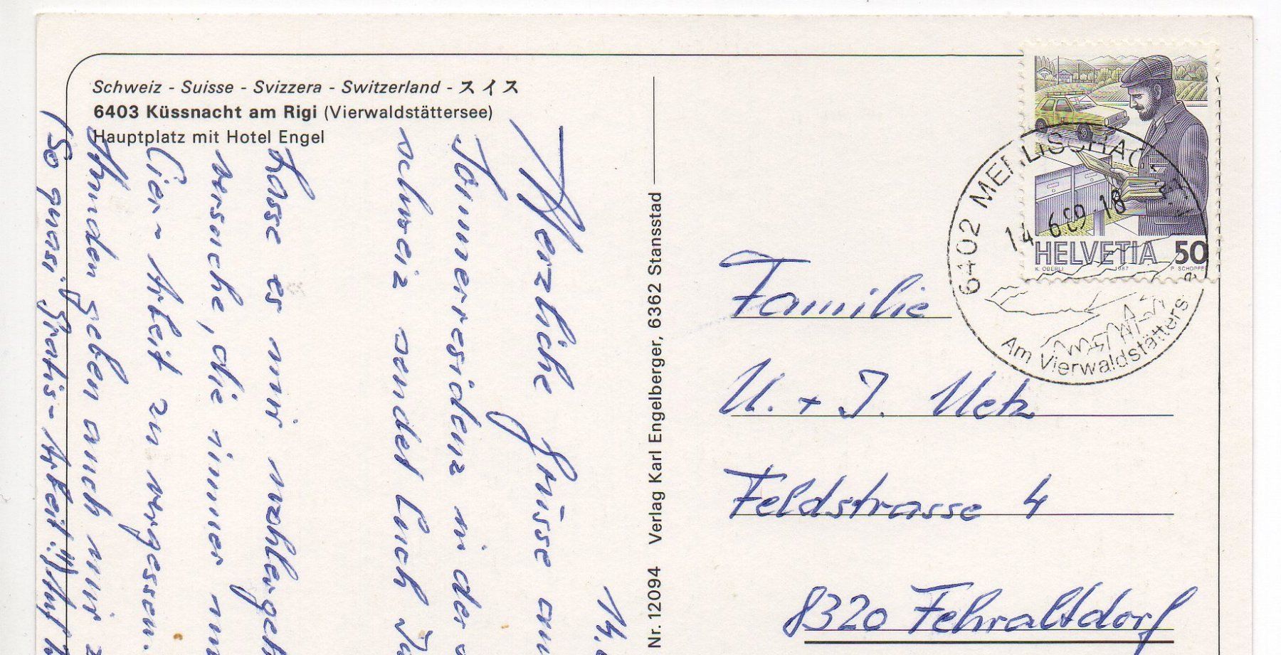 Cartoline postali: KÜSSNACHT am Rigi - Hauptplatz - Auto – Usato da Jona venduto da philajona 1