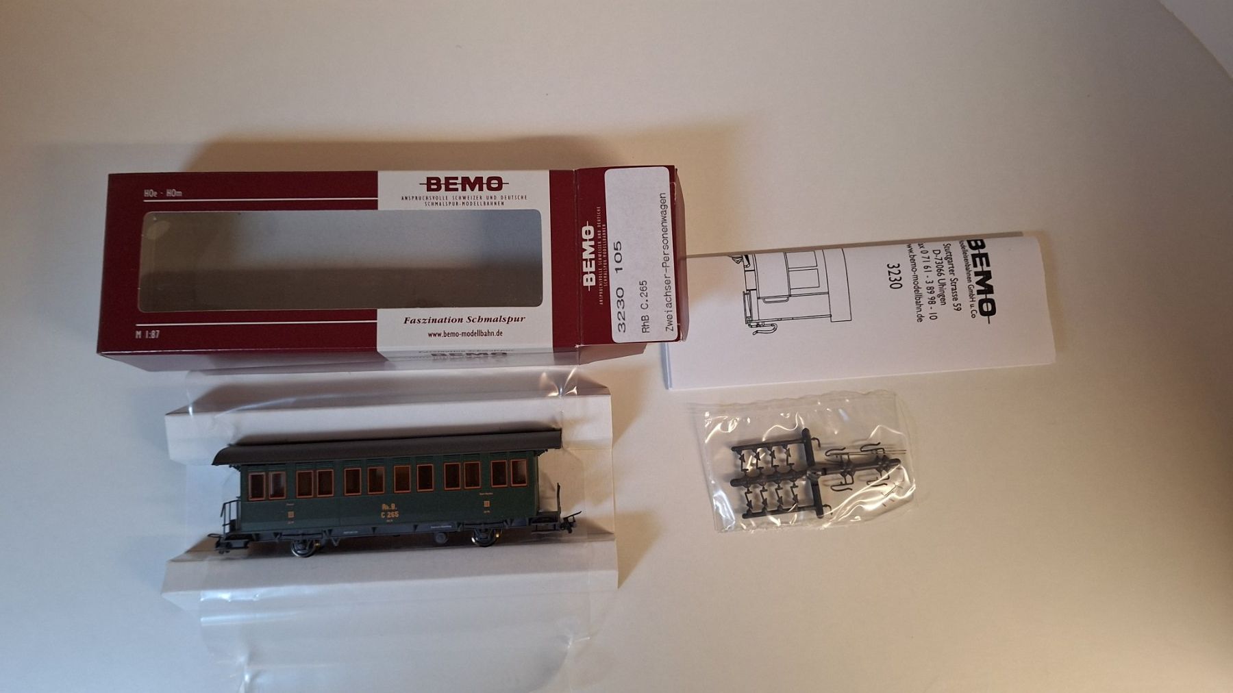 Bemo Modelleisenbahnen: Bemo 3230 105 RhB C 265 Personenwagen – Neu (gemäss Beschreibung) aus Haslen AI von JEPIZU 1
