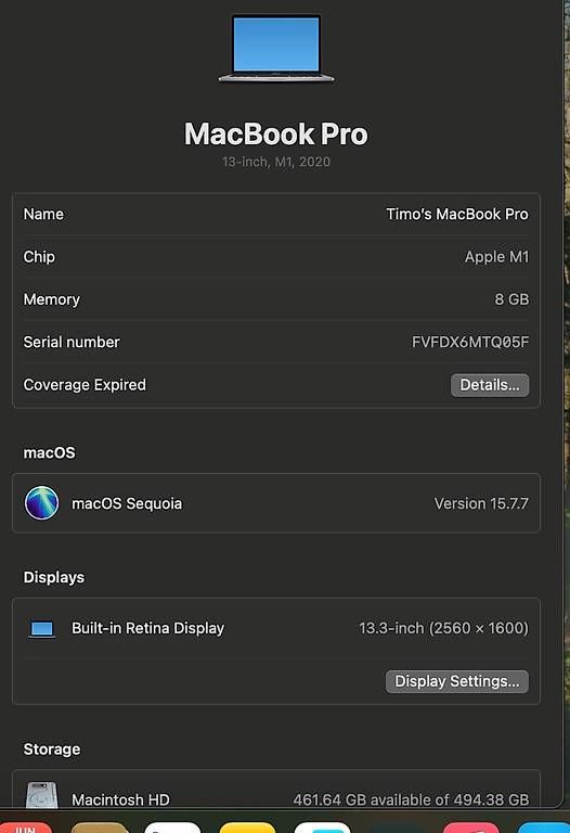 Apple Portables: Macbook Pro M1 500GB 92% – D'occasion à Rapperswil SG par TimoWey 4