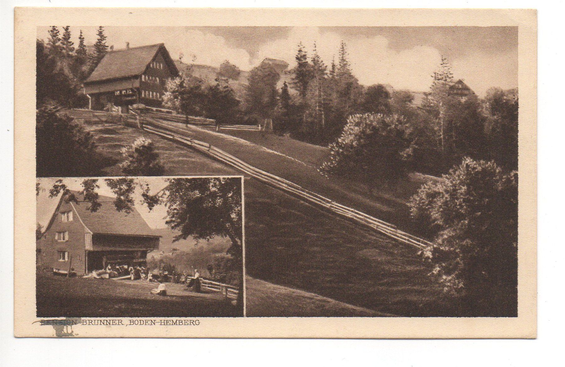 Cartoline postali: BODEN-HEMBERG Pension Brunner animée – Usato da Jona venduto da philajona