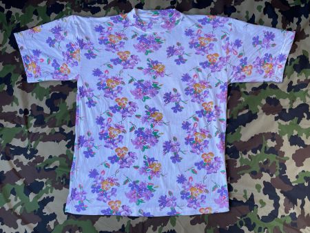 Vintage 90s T-Shirt AOP Flowers Sz L