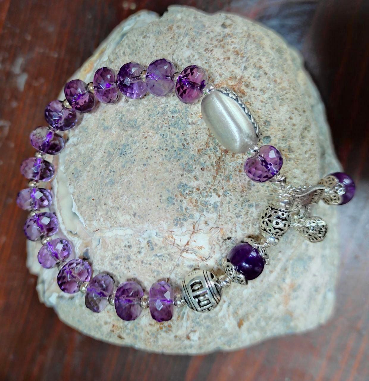 Bracciali & Braccialetti: ST. SILBER 925 ECHT AMETHYSTST. ARMBAND MP 22,8 G. ELAST. – Nuovo (secondo la descrizione) da Weiningen ZH venduto da actera 6