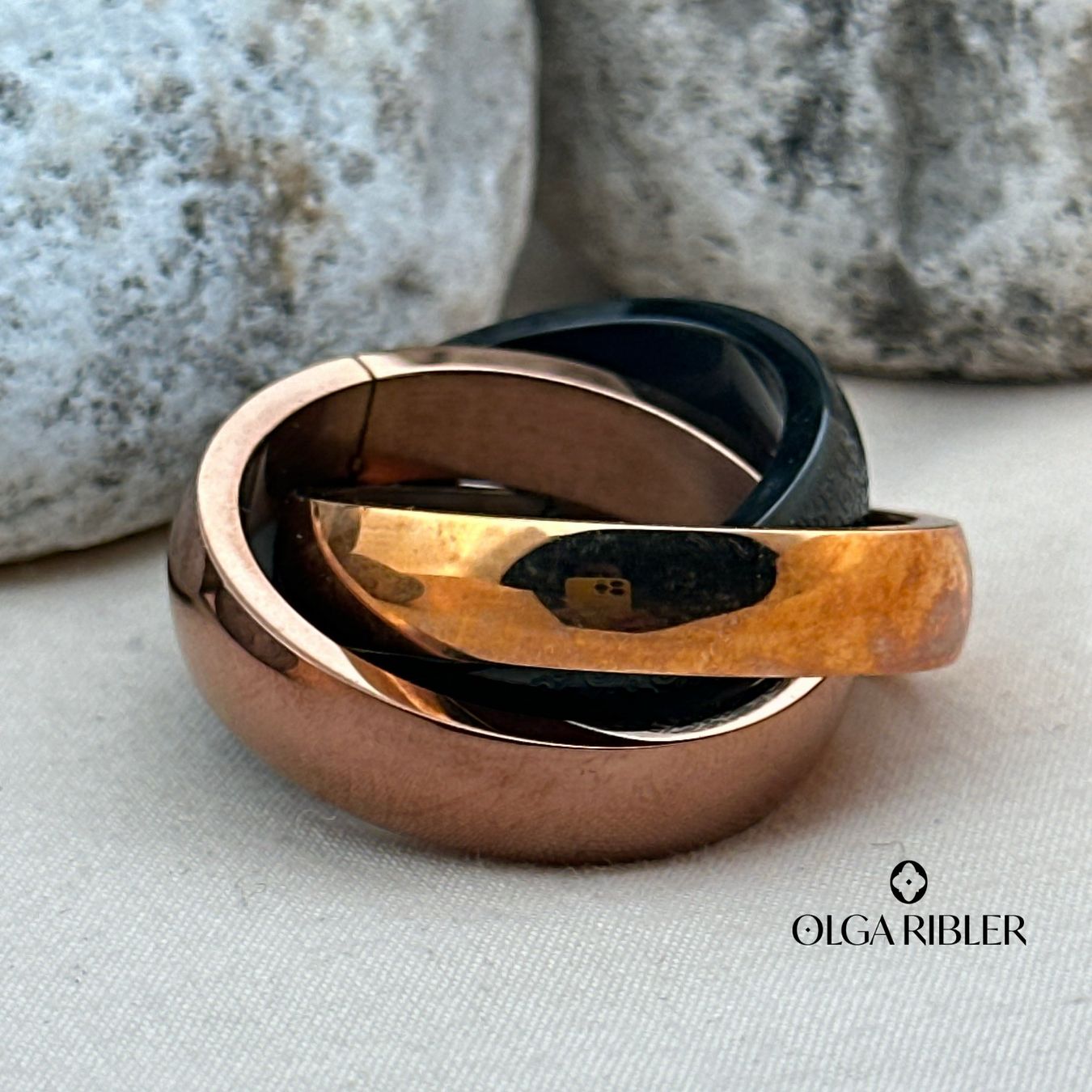 Olga Ribler Ringe: Edelstahl 3 in 1 Ring 3color Ringgrösse 60 – Neu (gemäss Beschreibung) aus Luzern von Schmuckoutlet 7