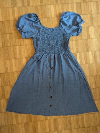 Kleid blau Grösse M mit Knopfleiste Kurzarm