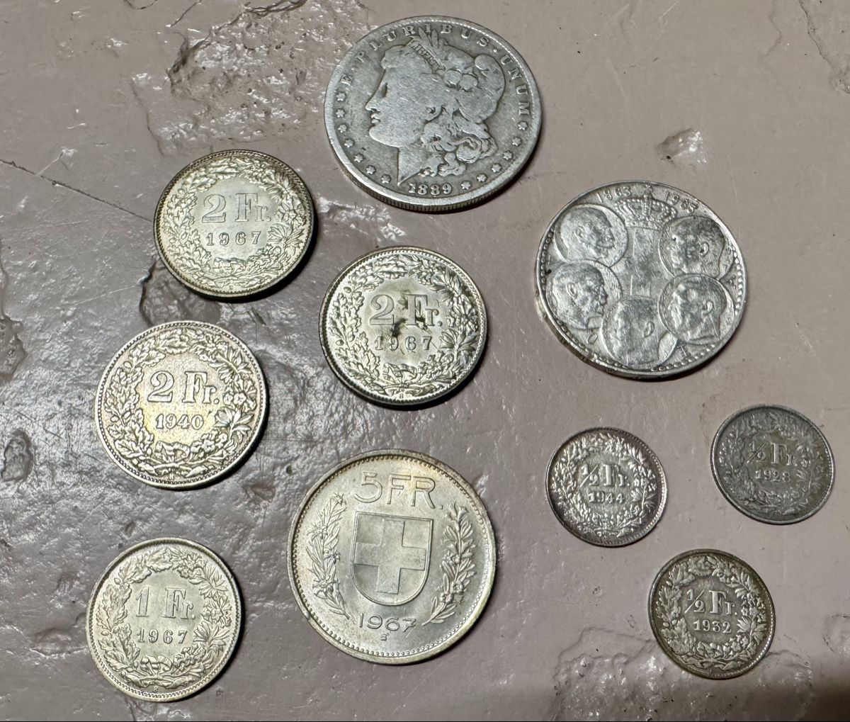 Alle Münzen: Diverse Silbermünzen darunter ein Morgan Dollar 1889 – Gebraucht aus Uetendorf von mida04 1