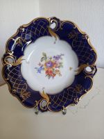 Weimar Porzellan Prunkteller Ilse Blau Gold Blumen