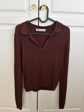 Pull Zara bordeaux côtelé, taille M