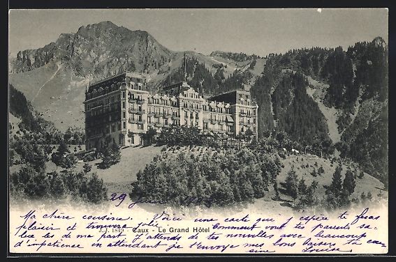 Cartoline postali: AK Caux, le Grand Hotel, 1903 – Usato da Berlin venduto da bartko-reher