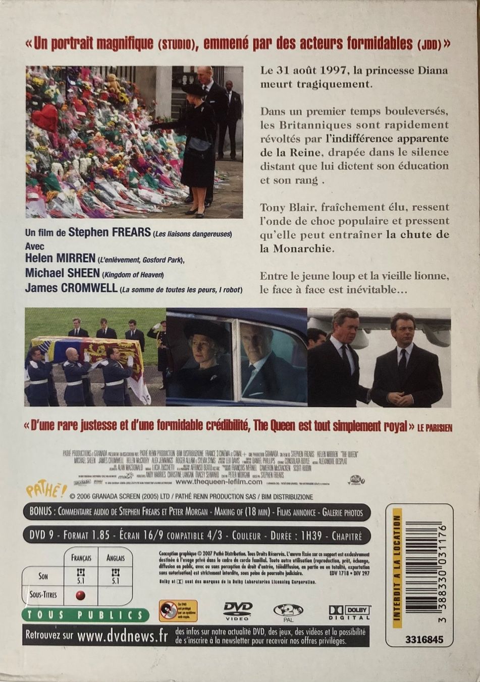 Tutti i DVDs: HELEN MIRREN - THE QUEEN – Usato da Poliez-Pittet venduto da Newtown-Records 1