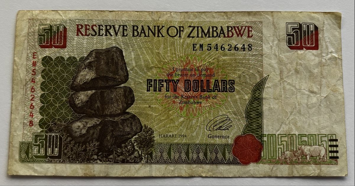 Banconote: Zimbabwe 50 Dollars 1994 – Usato da Algetshausen venduto da Carrhard