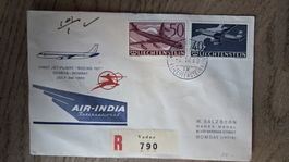 1960 Flugbrief Air India Genf -Bombay Zuleitung Vaduz FL