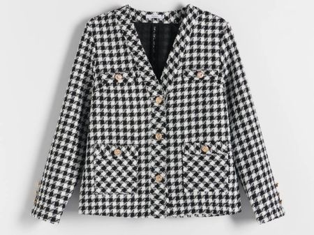 Jacke Blazer Tweed mit Hahnentrittmuster Pied de Poule