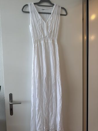 Luftiges Sommerkleid Weiss Grösse XS Maxikleid Strandkleid 
