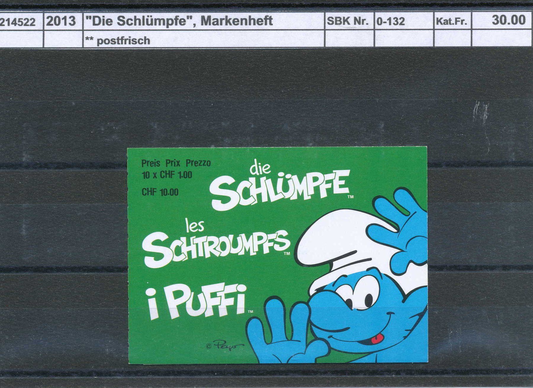 Alle Briefmarken: 2013 "Die Schlümpfe", Markenheftchen, ** postfrisch – Neu (gemäss Beschreibung) aus Winterthur von Zupogeru