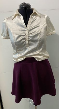 Bluse kurzarm creme-weiss wenig getragen Grösse 40
