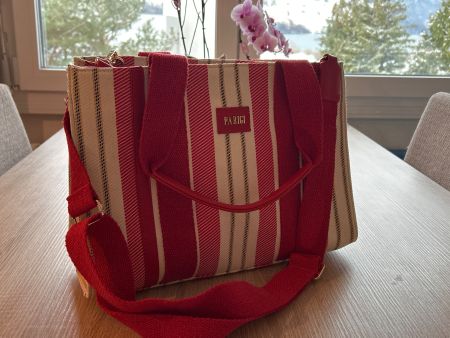 Parigi Shopper/ Tragtasche gestreift rot/beige