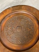Assiette décorative vintage calendrier Aztèque en cuivre