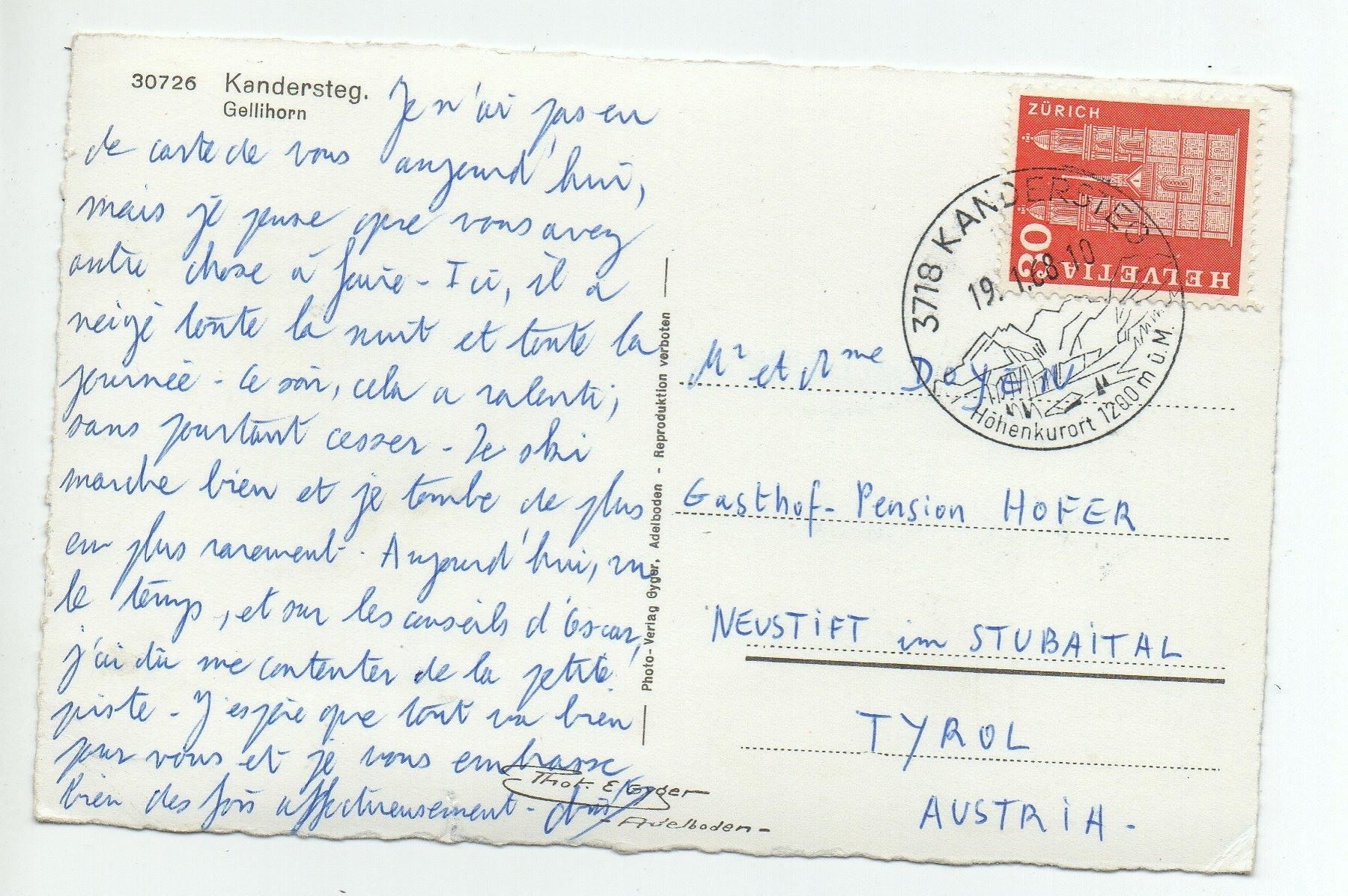 Cartoline postali: KANDERSTEG Handlung Fritz Han – Usato da Jona venduto da philajona 1