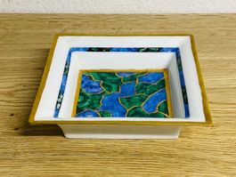 Kleine quadratische LIMOGES Porzellanschale – handbemalt