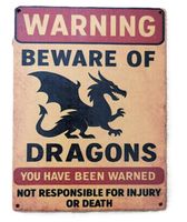 BEWARE OF DRAGONS  - Holzschild  (neu/OVP)