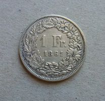 Schweiz ++ 1.- Franken 1861, gute Erhaltung